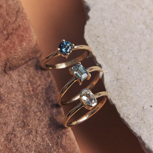 Partial Bezel Set Oval Prasiolite Ring in Yellow Gold
